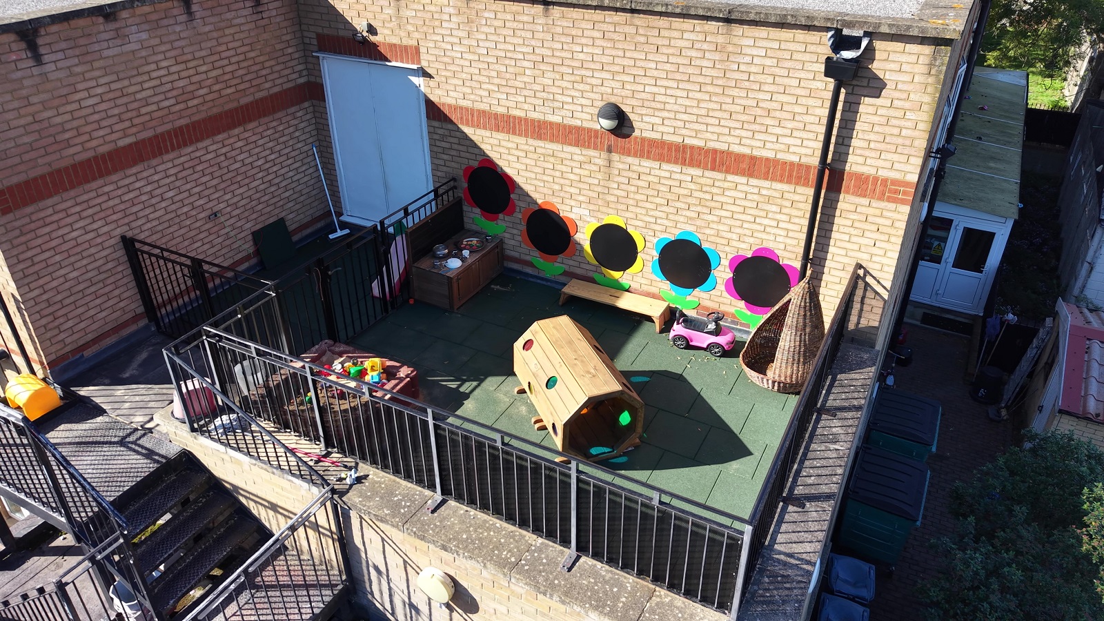 Our outdoor terrace play area and mud kitchen